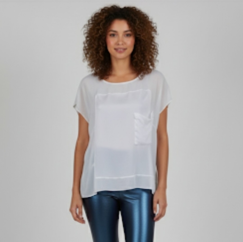 Zara short sleeve white blouse women's medium Basic Capsule